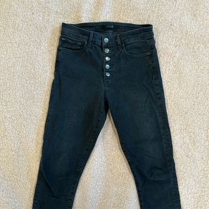 Joes jeans high rise skinny ankle button fly in black size 28
